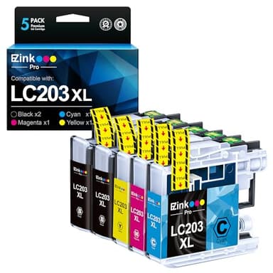 E-Z Ink Pro LC203 Compatible Ink Cartridges Replacement for Brother LC203XL LC201 LC201XL to use with MFC-J480DW MFC-J880DW MFC-J4420DW MFC-J680DW MFC-J885DW (Black, Cyan, Magenta, Yellow, 5 Pack) - Image 1