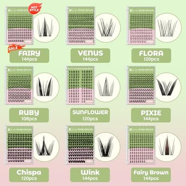 KEYYOU Fairy Lash Clusters Kit, Manga Eyelash Extension Kit at Home, D Curl, Wispy Natural Invisible Band Lash with Waterproof DIY, Fairy-D-8-18MIX, 144 pcs - Image 5