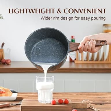 SENSARTE Nonstick Sauce Pan with Lid Saucepan Set, Swiss Granite Coating Sauce Pot Kitchen Cooking Pot Sets, Induction Comptable, Free of Intentionally Added PFOA, 1.5 + 2 QT - Image 3
