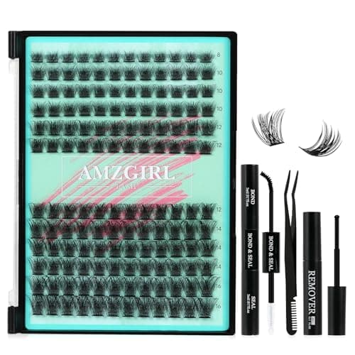 Lash Clusters Kit,144Pcs Eyelash Extension Kit Midnight with Lash Bond and Seal,Lashes Extensions Kit Lash Applicator Tool for Eyelashes Cluster Kit by AMZGlRL(D-Mix8-16mm Kit) - Image 1