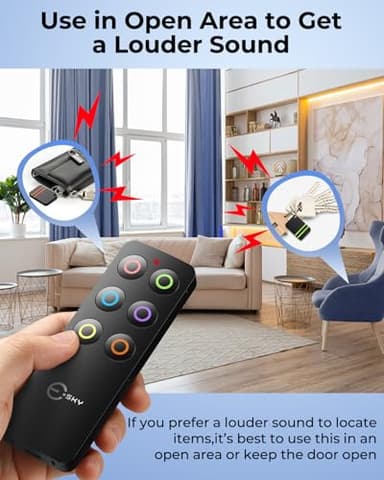 Esky Key Finder Locator with Sound, Stick-on TV Remote Control Finder, Item Locator Tags with 85dB Noise Sound 6 Receivers, Wallet Tracker Key Finders for Finding Keys, Remote Gift Idea - Image 6