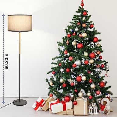 Modern Floor Lamp for Living Room Farmhouse Floor Lamps Pole with Linen Lamp Shade, Standing Tall Floor Lamps for Bedrooms and Office (Grey) - Image 6