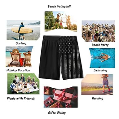 Mens Swim Trunks for Men, Hawaii Quick Dry Beach Shorts Swimming Trunks, Vintage Black American Flag Board Shorts Men's Swimwear Bathing Suit with Mesh Lining, Medium - Image 6