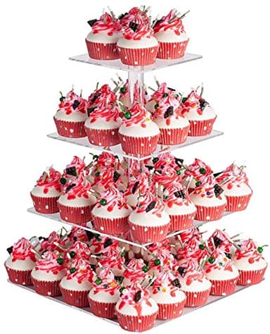 YestBuy 4 Tier Acrylic Cupcake Stand, Premium Cupcake Holder, Acrylic Cupcake Tower Display Cady Bar Party Décor â Display for Pastry(4.7" Between 2 Layers) - Image 1