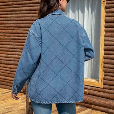 VOHOTO Women's Spring Denim Jacket-Lightweight Oversized Shacket with Soft Flannel Lining-Casual Everyday Wear - Image 4