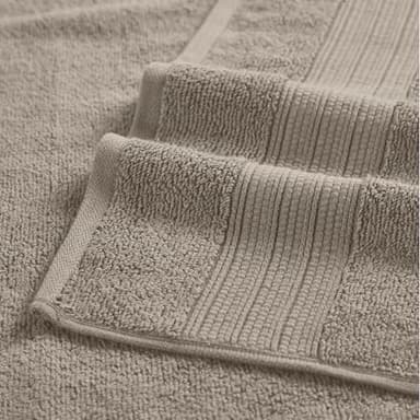 Modern Threads 6 Piece Set, 2 Bath Towels, 2 Hand Towels, 2 Washcloths, Quick Dry White/Contrast Reinhart Tan - Image 2