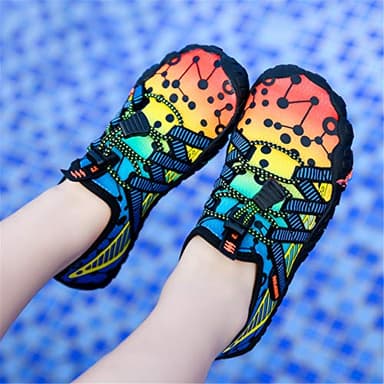 UBFEN Water Shoes for Kids Boys Girls Aqua Socks Barefoot Beach Sports Swim Pool Quick Dry Lightweight Toddler Little Big Kid C Blue Orange 2 Big Kid - Image 4