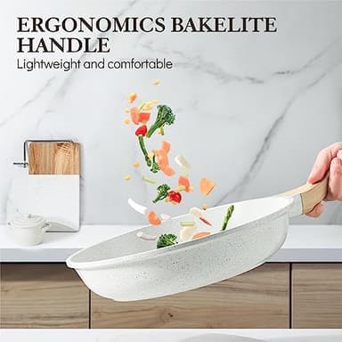 SENSARTE Nonstick Ceramic Frying Pan Skillet, 12.5 Inch Omelet Pan, Healthy Non Toxic Chef Pan, Induction Compatible Egg Pan with Heat Resistant Handle, PFAS-Free, White - Image 7