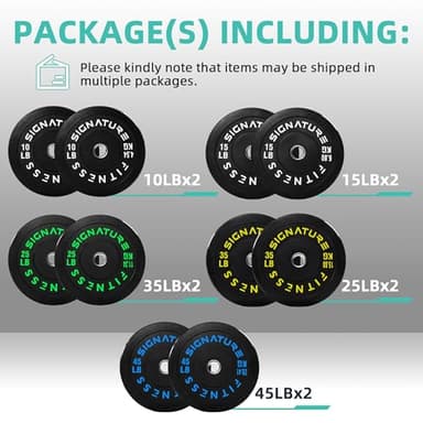 Fitvids Olympic 2" Bumper Plates Set Including 260LB Weight Plates Set & 7FT Olympic Barbell Bar(305 Pounds Total), Multiple Packages - Image 2