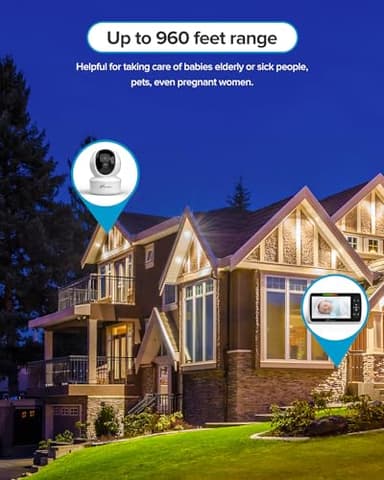iFamily Baby Monitor - Large 5" Screen with 30Hrs Battery Life - Remote Pan-Tilt-Zoom;No WiFi, Two-Way Audio, Night Vision, Temperature, Lullabies, 960ft Long Range Baby Monitor with Camera and Audio - Image 8