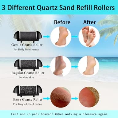 Callus Remover for Feet, 13-in-1 Professional Pedicure Tools Foot Care Kit, Foot Scrubber Electric Feet File Pedi for Hard Cracked Dry Dead Skin, 3 Rollers, 2 Speed, Battery Display (Black) - Image 6