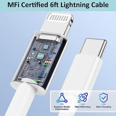 iPhone Fast Charger, iPhone Charger Fast Charging 2Pack PD 6FT Type C Quick USB C to Lightning Cable Cord Fast Charger iPhoneUSB C Wall Block Plug for iPhone14 13 12 11 Pro Max XR XS X, iPad, AirPods - Image 4
