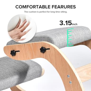 Kneeling Chair Ergonomic Posture Chair, Wood Adjustable Rocking Knee with Soft Padding, Natural Relief for Neck or Back Pain for Home Office, Max Load 300 lb - Image 5