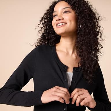 Amazon Essentials Women's Lightweight Crewneck Cardigan Sweater (Available in Plus Size), Black, X-Large - Image 4
