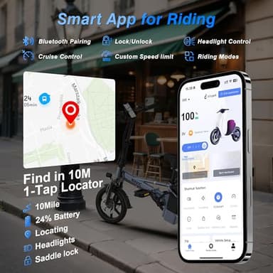 NAVIC Electric Bike for Adults, 750W Peak Folding Ebike, 14" Adults Electric Bicycles with 499.2Wh Removable Battery, 22Mph Max Speed, 40Miles Range, Multi-Shock Absorption, Commuting Mini EBikes,APP - Image 4