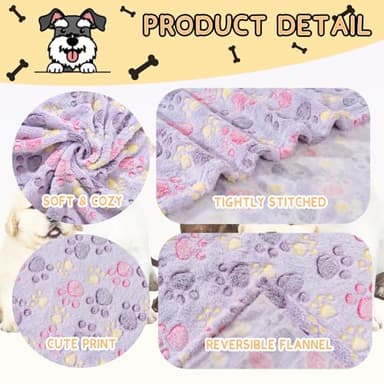 Rezutan Dog Blankets 3 Pack Large Medium Dog Cat Soft Fuzzy Washable Comfort Flannel Fuzzy Soft Pet Blankets, 41 x 31 inch,Tan/Purple/Brown - Image 2