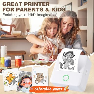 Print Pods Mini Printer, Thermal Inkless Sticker Maker with 10 Rolls Printing Paper, Pocket Printpod for phone, Impresora Portátil for Notes, Flashcards, Journal, DIY, Compatible with iOS & Android - Image 3