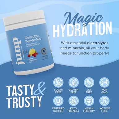JUNP Electrolytes Powder No Sugar No Carbs – Berry Lemonade Keto Electrolyte Drink Mix - Potassium & Salt Hydration Powder Electrolytes - Zero Calorie Sugar Free Electrolyte Powder, 90 Servings - Image 7