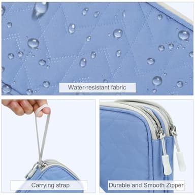 FYY Electronic Organizer, Travel Cable Organizer Bag Pouch Electronic Accessories Carry Case Portable Waterproof Double Layers All-in-One Storage Bag for Cable, Cord, Charger, Phone, Blue Pattern - Image 4