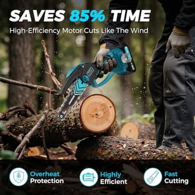6 Inch Mini Chainsaw Cordless, Portable Electric Chainsaw, for Wood Cutting, Tree Trimming, Courtyard, Household, and Garden - Image 3