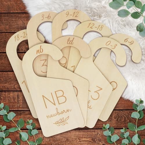 ITDYB Baby Closet Dividers for Clothes Organizer - Set of 8 Wooden Double-Sided Baby Clothes Size Dividers from Newborn to Toddler for Daily Gender-Neutral Baby Nursery Decor