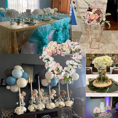 SITUMEIZI 540 Petals Silk Hydrangea Artificial Flowers Big Heads with Stems Fake Hydrangea Bouquets Faux for Home Wedding Party Spring Decor, Pack of 6(Champagne,VASE NOT Included) - Image 7