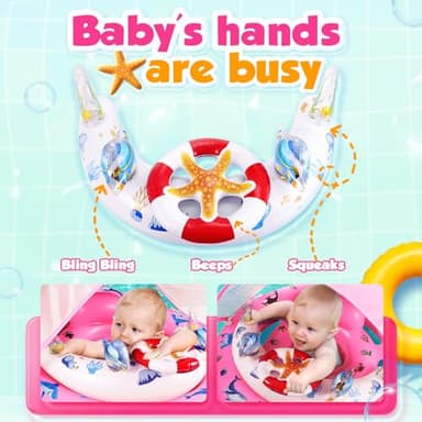 Baby Pool Float with Canopy UPF50+ Sun Protection, Inflatable Kids Pool Floats with Toy Play Console for Baby 6-36 Months, Infant Swimming Float with Adjustable Safety Seat for Boys Girls - Image 3