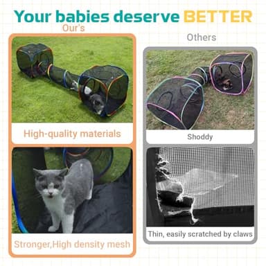 LUCKITTY Outdoor Rainbow Cat Enclosures Playground,Outside House for Indoor Cats Include Portable Tent, 2 Way with 2 Cube Tunnel, for Kitty and Small Animals,Within Storage Bag - Image 5