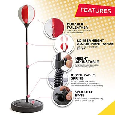 Whoobli Punching Bag for Kids and Toddler Incl Boxing Gloves| 3-10 Years Old Adjustable Kids Punching Bag with Stand| Sports Toy for Boys| Ideal Christmas Birthday Gift for Children; New 2025 - Image 4