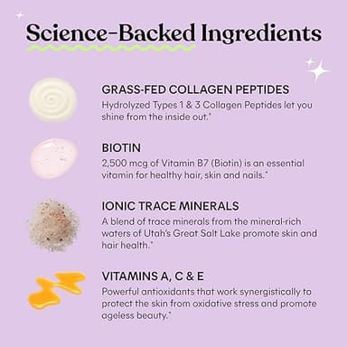Lemme Glow Collagen Gummies for Thick Hair, Strong Nails & Healthy Skin with Multi-Collagen Peptides, Biotin, Trace Minerals, Zinc, Vitamins A, C & E, Dairy & Gluten Free, Peach Flavor, 60 ct. - Image 3