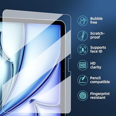 NEW'C 2 Pack Designed for iPad Air 2025 11 inches (M3), iPad Air 2024 11 inches (M2) Screen Protector Tempered Glass, Bubble Free, Ultra Resistant - Image 4