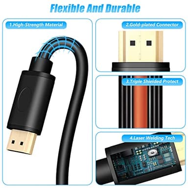TCNEWCL 4K@60Hz HDMI Cable 2.0, 5 Feet Ultra High Speed HDMI Cord, Support HDCP 2.2, HDR 10, for Laptop, PC, HDTV, PS4/5, Xbox, etc - Image 5