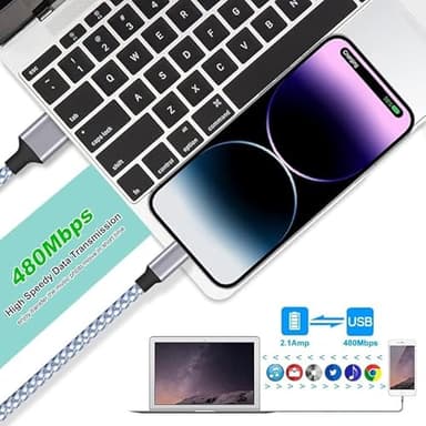 DAZHWA iPhone Charger 3pack 6ft MFi Certified Best New Nylon Braided Lightning Cable Cell Phone Fast Charger Cord Compatible with iPhone14/13/12/11Pro Max/XS/XR/X/8/7/6/5/SE/iPad More - Image 5