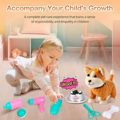 Interactive Plush Dog Toy for Kids 3+, Voice Activate, Walking, Sitting, Barking Corgi Puppy with Accessories, Realistic Stuffed Animal Gift for Girls 3-6 Years Old - Image 6