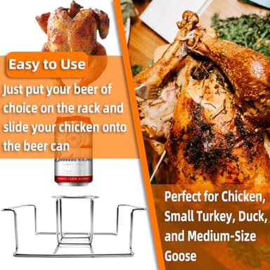 Luoieo Beer Can Chicken Holder Stand,6.5 x 3 inches Stainless Steel chicken roaster for Grilling Smoking Roasting,Vertical Design,Dishwasher Safe,Easy Clean(Square) - Image 4