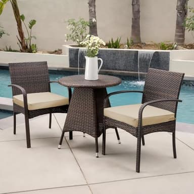 Metliv Patio Chair Cushions 19" x 19" x 3", Waterproof Outdoor Seat Cushions for Patio Furniture, Square Chair Pads with Adjustable Straps for Garden Sofa Couch, Set of 2, Beige - Image 5