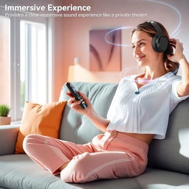 SKYCOMET Wireless Headphones for TV, TV Headphones Wireless for Seniors with Transmitter Charging Base, Perfect Audio Sync, No Audio Dealy, Ideal Gift for The Mom, Seniors, Elderly - Image 2