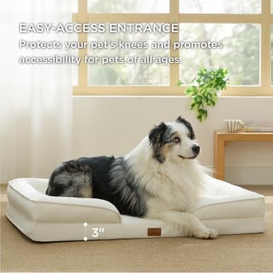 Bedsure XL Orthopedic Dog Bed for Extra Large Dogs - Washable XLarge Dog Cat Bed Waterproof, Comfort Dogs Couch Sofa with Washable Removable Cover, Pet Bed with Nonskid Bottom, Ivory, 42" - Image 5