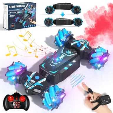 Axirata Remote Control Car Hand Controlled Gesture RC Stunt Car with Spray & Lights & Music for Kids 6-13 Year Old, 4WD 2.4GHz Off-Road 360° Rotation Toy Car Gift for Boys Girls - Image 1