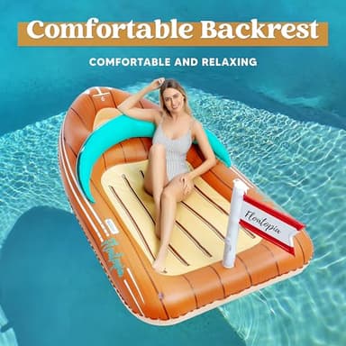 JOYIN Giant Boat Pool Float with Cooler - Inflatable Boat Funny Pool Floats Raft with Reinforced Cooler, Lounge Floaties Beach Lake Toys fun in summer Swimming Pool Party Decorations for Kids & Adults - Image 3