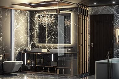 TETOTE 40 x 32 LED Backlit Bathroom Mirror with Light,3Color White/Warm/Natural,Anti-Fog Lighted Mirror,Dimmable,Vanity Mirror,Wall Mounted - Image 2