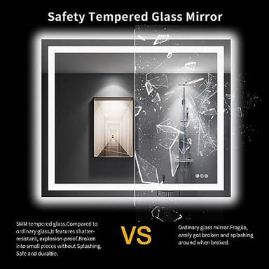 LOAAO 48"X40" LED Bathroom Mirror with Lights, Anti-Fog, Dimmable, Backlit + Front Lit, Lighted Bathroom Vanity Mirror for Wall, Memory Function, Tempered Glass, Shatter-Proof, ETL Listed - Image 7