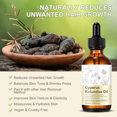 Cyperus Rotundus Oil, Natural Cyperus Rotundus Oil for Hair Removal, Reduces Unwanted Hair Growth, Moisturizes & Soothes The Skin, Reducing Body Hair Growth, Shrink Pores, Suitable for All Skin Types - Image 4