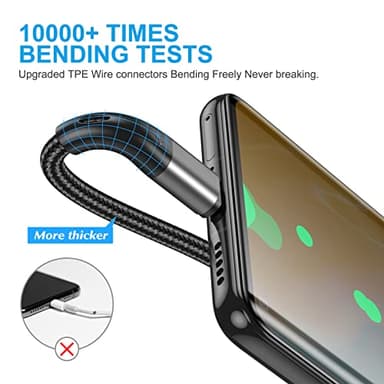 USB to USB C Cable,3Pack 10ft Premium Nylon Braided Fast Charging,3A Rapid Charger Cord,Long Type C to A Cable Compatible with Samsung Galaxy S22 S21 S20 S10 S9 S8 Plus,Note 20 10 9 8,LG V50 V40 - Image 2