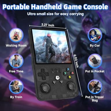 R36 Max Retro Handheld Game Console, Video Game Console with 64G Built-in 18000+ Games, 4000mAh Rechargeable, Support 30+ Simulators, Linux System, 4.0 Inch IPS Screen Portable Pocket Arcade, Black - Image 7