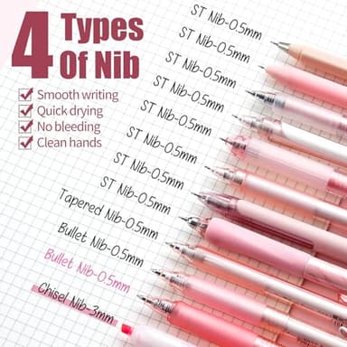 Four Candies Rose Series Gel Pens, Cute Writing Pens with Black & Pink Ink, 0.5 mm Smooth Fine Point, Back to School Office Supplies Girly Stationery Aesthetic Desk Accessories for Women, Set of 12 - Image 4
