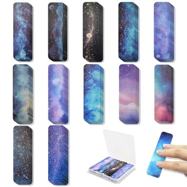 48 Pieces Anxiety Sensory Stickers with Storage Box - Sensory Strips 2 Textured Surface Adhesives Fidget Strips for Office & Classroom Desk Relieve Adult & Teen Stress (Galaxy Style) - Image 1