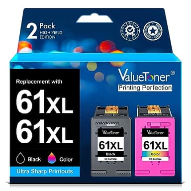 Valuetoner 61XL Ink Cartridges Replacement for HP 61 Ink Cartridge Combo Pack 61XL Works with HP Envy 4500 4502 5530 Deskjet 2540 3510 OfficeJet 4630 Printer (1 Black, 1 Tri-Color, 2-Pack) - Image 1
