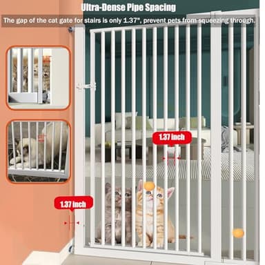 55.1 Inch Tall Baby Gate Auto Close Dog Gate Adjustable 29.92"- 43" Wide Pressure Mounted Walk Through Swing Pet Gate for Doorways (White, 29.92" - 43") - Image 6