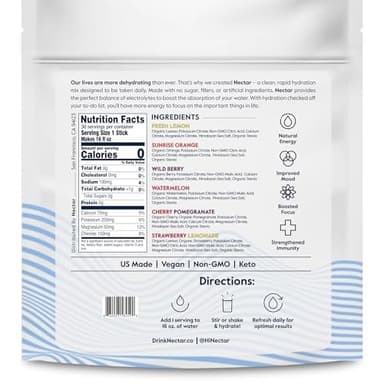 Nectar Hydration Packets - Electrolytes Powder Packets - Sugar Free & 0 Calorie - Organic Fruit Liquid Daily IV Hydrate Powder for Dehydration Relief and Rehydration (Variety 30 Pack) - Image 8